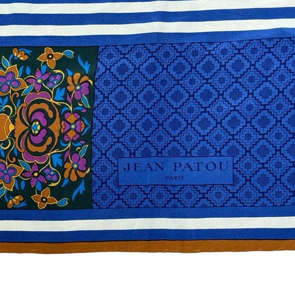 JEAN PATOU Authentic vintage silk scarf rolled edge hijab headscarf babushka - Picture 3 of 4